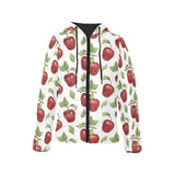 Red apples pattern Women's Padded Hooded Jacket
