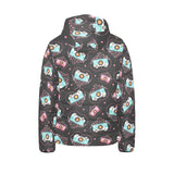 Camera Pattern Print Design 04 Kids' Boys' Girls' Padded Hooded Jacket