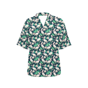 Pelican Pattern Print Design 03 Women's All Over Print Hawaiian Shirt