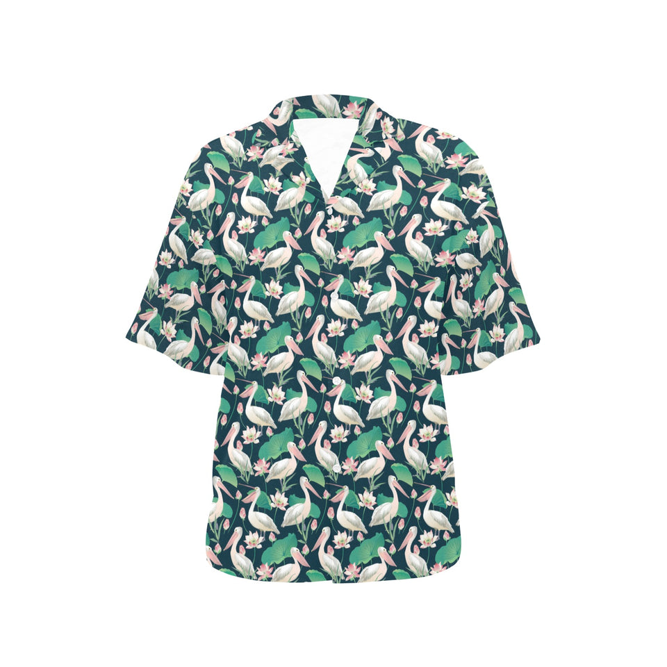 Pelican Pattern Print Design 03 Women's All Over Print Hawaiian Shirt