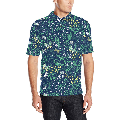 butterfly leaves pattern Men's All Over Print Polo Shirt