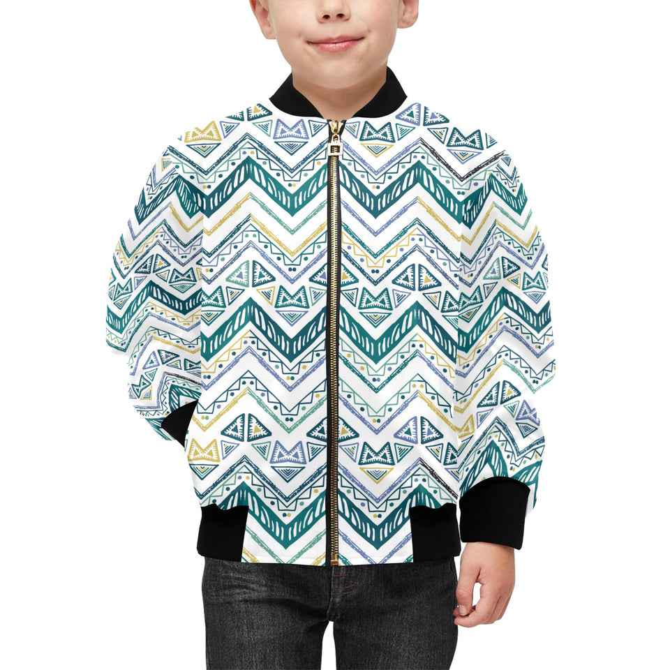 zigzag chevron paint design pattern Kids' Boys' Girls' Bomber Jacket