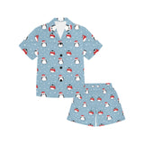 Cute penguin christmas snow pattern Kids' Boys' Girls' V-Neck Short Pajama Set