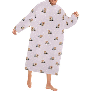 Yorkshire Terrier Pattern Print Design 02 Blanket Robe with Sleeves