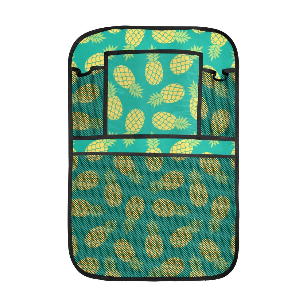 Pineapples pattern green background Car Seat Back Organizer