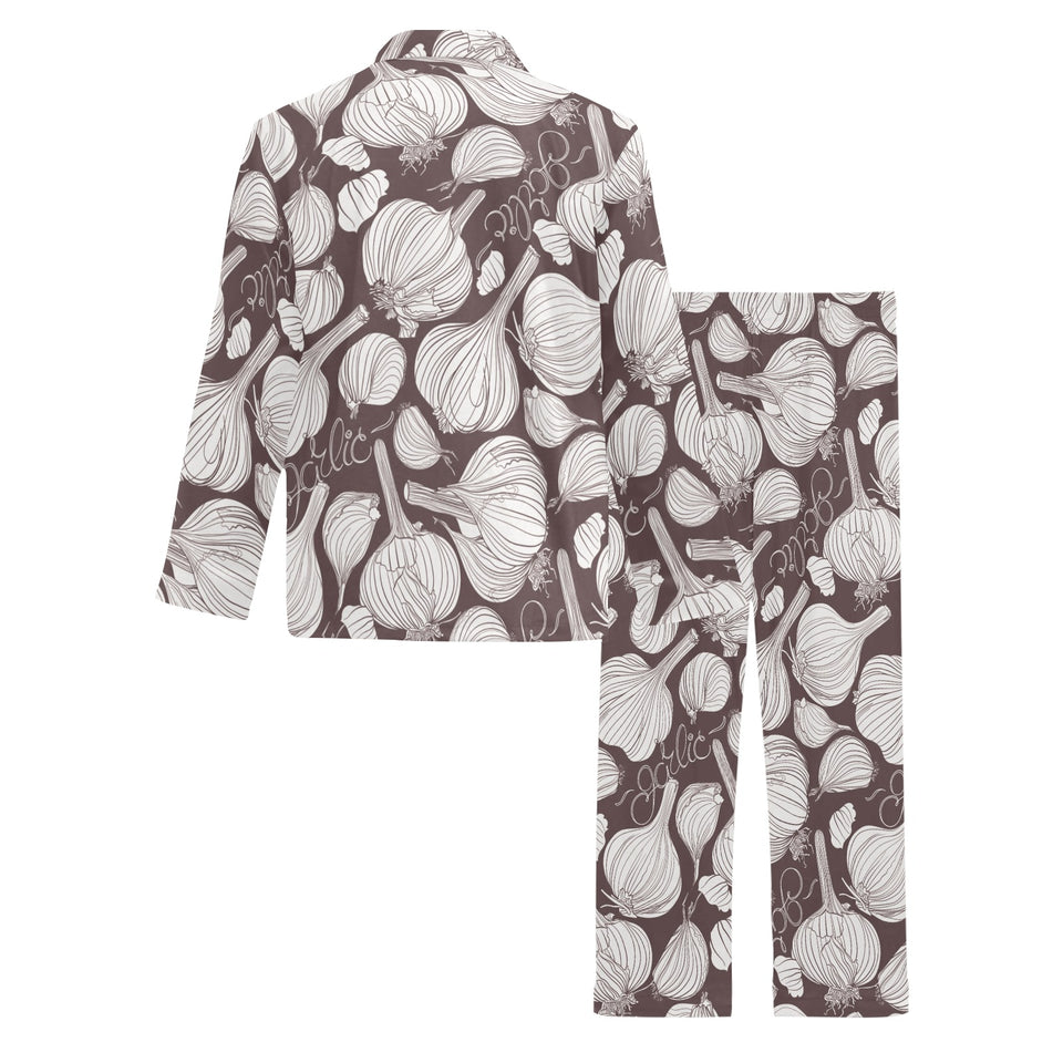 Garlic bulb dark background Men's Long Pajama Set