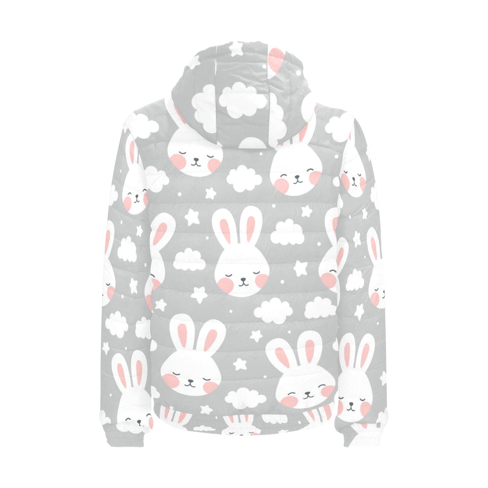 Rabbit cloud Pattern Men's Padded Hooded Jacket