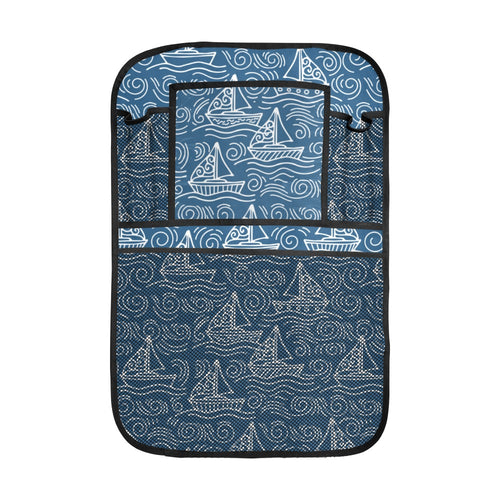 Hand drawn sailboat pattern Car Seat Back Organizer