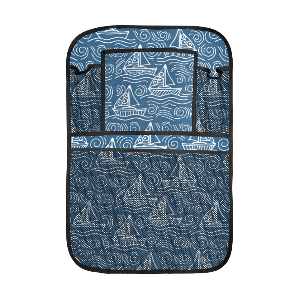 Hand drawn sailboat pattern Car Seat Back Organizer