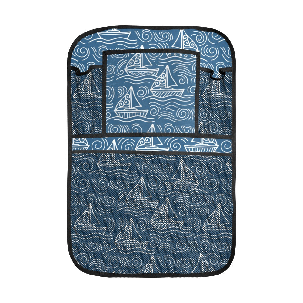 Hand drawn sailboat pattern Car Seat Back Organizer