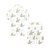 Cute Rhino pattern background Men's V-Neck Short Pajama Set