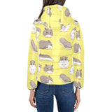 Cute Hamster pattern Women's Padded Hooded Jacket