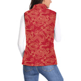 Gold dragons red background Women's Padded Vest