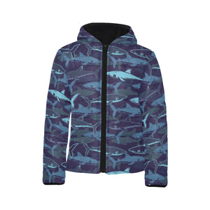 Shark pattern Kids' Boys' Girls' Padded Hooded Jacket