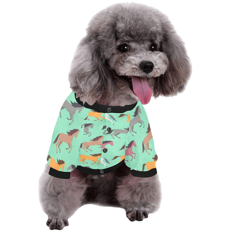 Colorful horses pattern All Over Print Pet Dog Round Neck Fuzzy Shirt