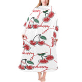 Hand drawn cherry pattern Blanket Robe with Sleeves