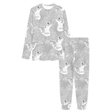 white swan gray background Women's All Over Print Pajama Set