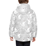 white swan gray background Kids' Boys' Girls' Padded Hooded Jacket