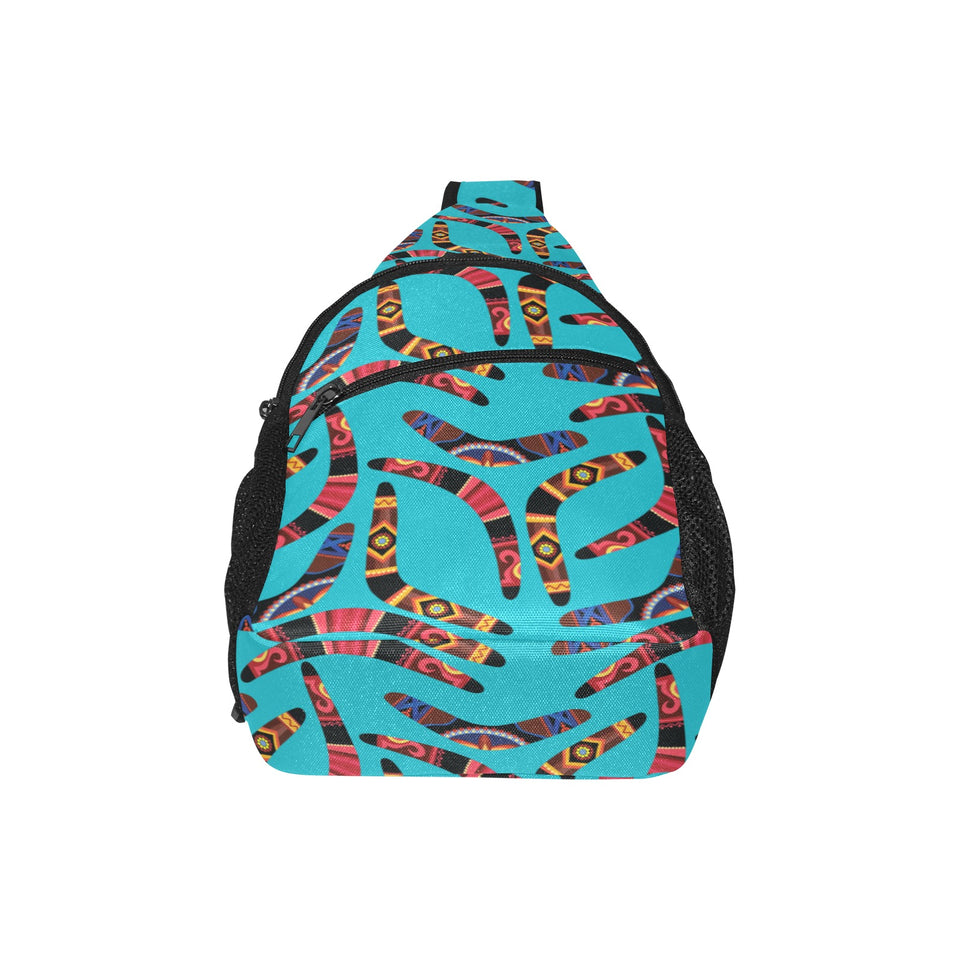 Boomerang Australian aboriginal ornament blue back All Over Print Chest Bag