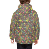 Music Notes Pattern Print Design 05 Kids' Boys' Girls' Padded Hooded Jacket