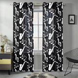 Saxophone music notes treble clef black white them Gauze Curtain