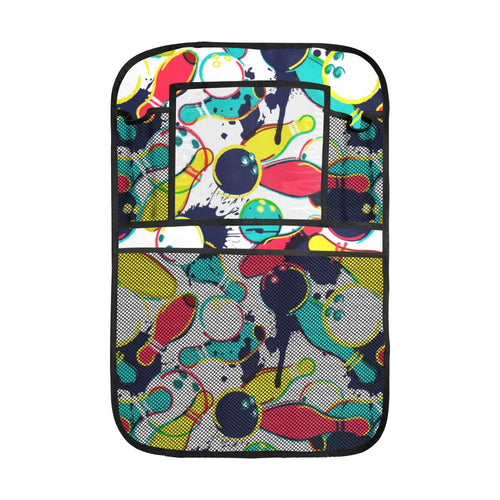 watercolor bowling ball pins Car Seat Back Organizer