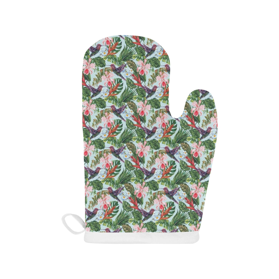 Hummingbird Pattern Print Design 05 Heat Resistant Oven Mitts