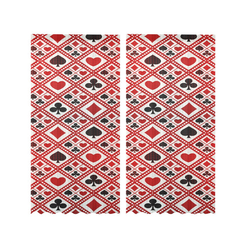 Casino Cards Suits Pattern Print Design 03 Gauze Curtain