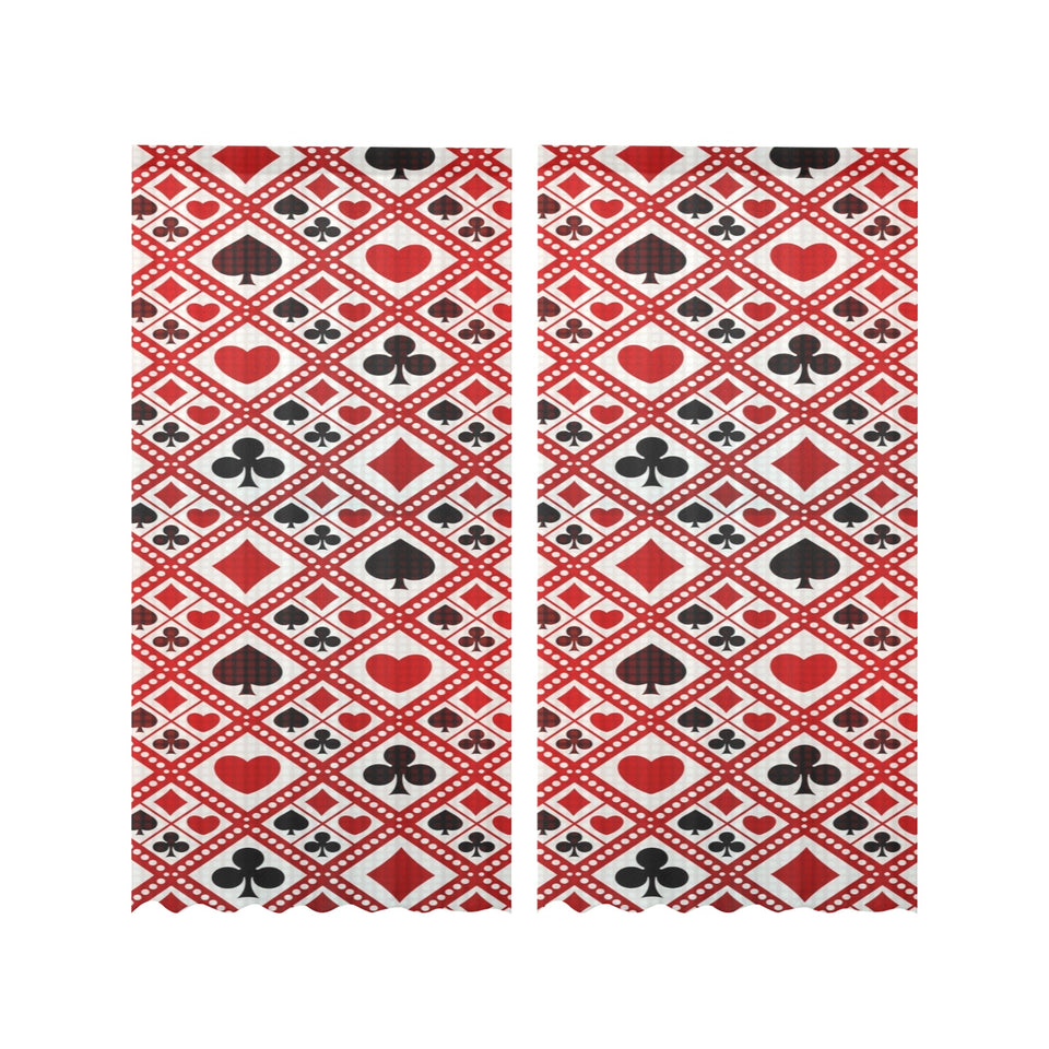 Casino Cards Suits Pattern Print Design 03 Gauze Curtain
