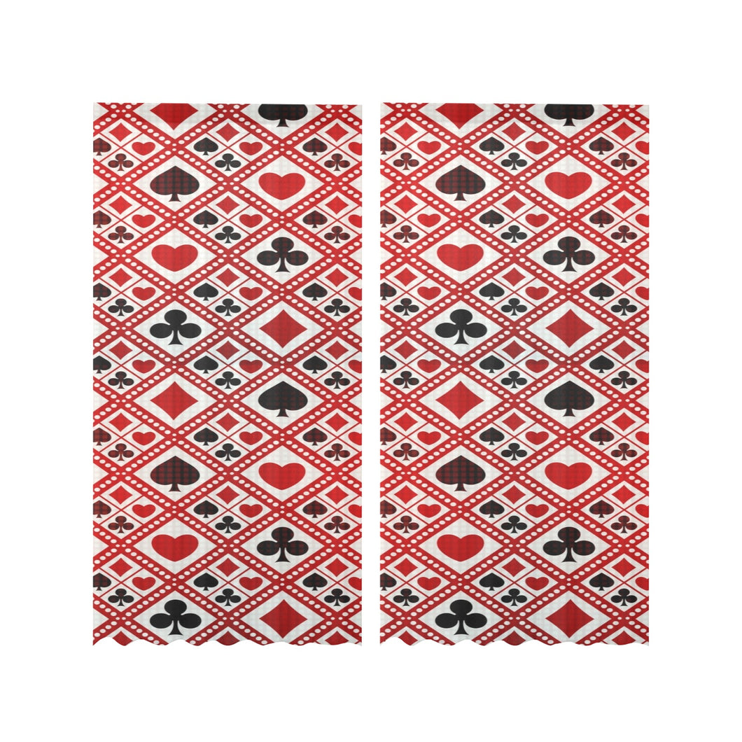 Casino Cards Suits Pattern Print Design 03 Gauze Curtain