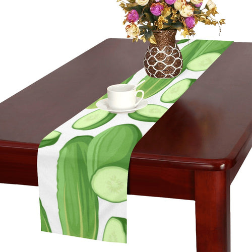 cucumber whole slices pattern Table Runner
