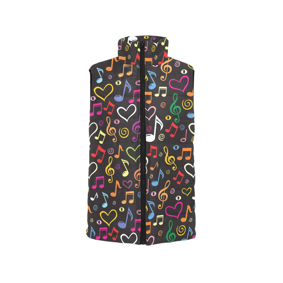 Music Notes Pattern Print Design 02 Women's Padded Vest
