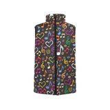 Music Notes Pattern Print Design 02 Women's Padded Vest