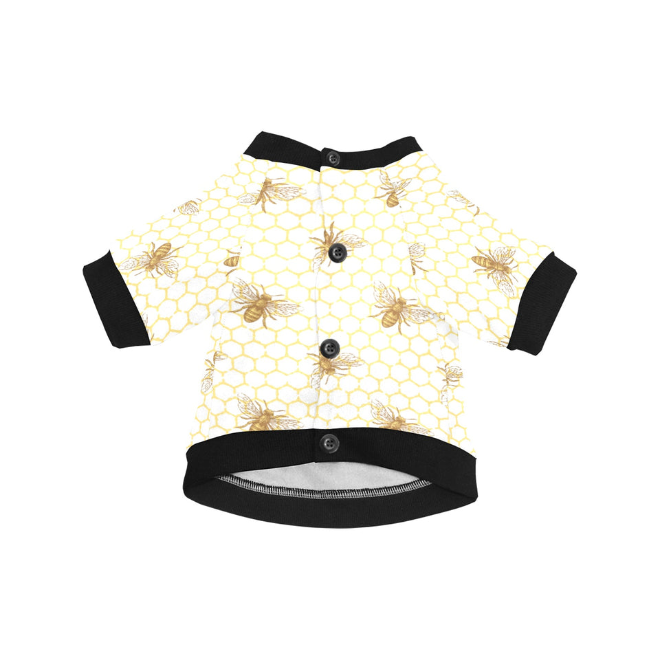 Bee honeycomb seamless design pattern All Over Print Pet Dog Round Neck Fuzzy Shirt