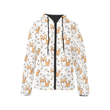 Cute corgi heart star bone pattern Women's Padded Hooded Jacket