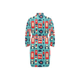 British Pattern Print Design 04 Men's Long Sleeve Belted Night Robe