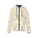 Ice cream cone pattern Women's Padded Hooded Jacket