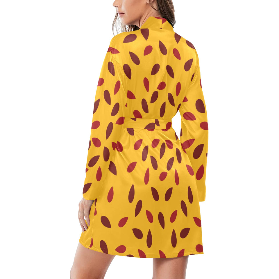 Passion fruit texture Women's Long Sleeve Belted Night Robe