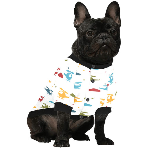 Colorful helicopter pattern All Over Print Pet Dog Round Neck Fuzzy Shirt