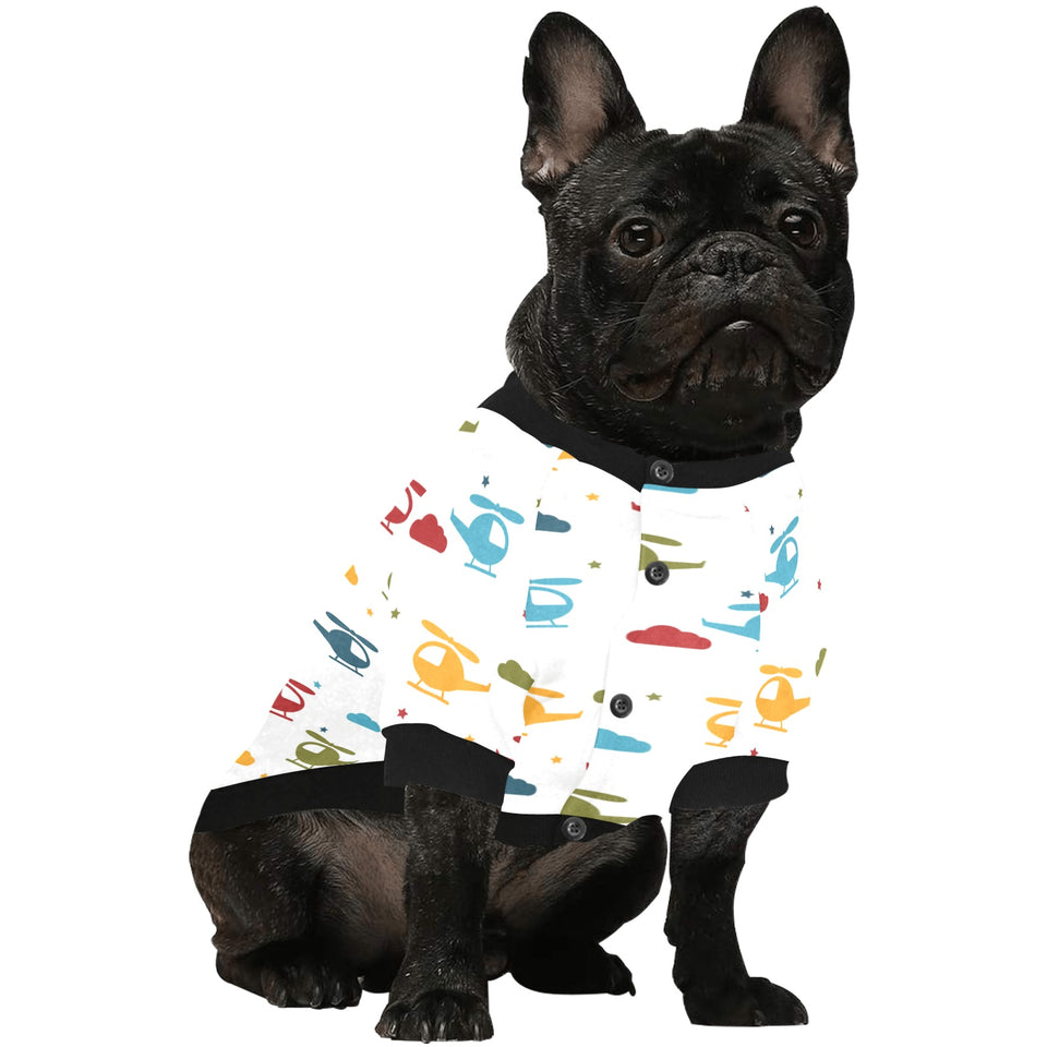 Colorful helicopter pattern All Over Print Pet Dog Round Neck Fuzzy Shirt