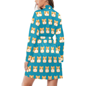 Guinea Pig Pattern Print Design 03 Women's Long Sleeve Belted Night Robe