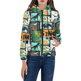 dinosaurs print pattern Women's Padded Hooded Jacket
