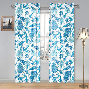 Coral Reef Pattern Print Design 01 Gauze Curtain