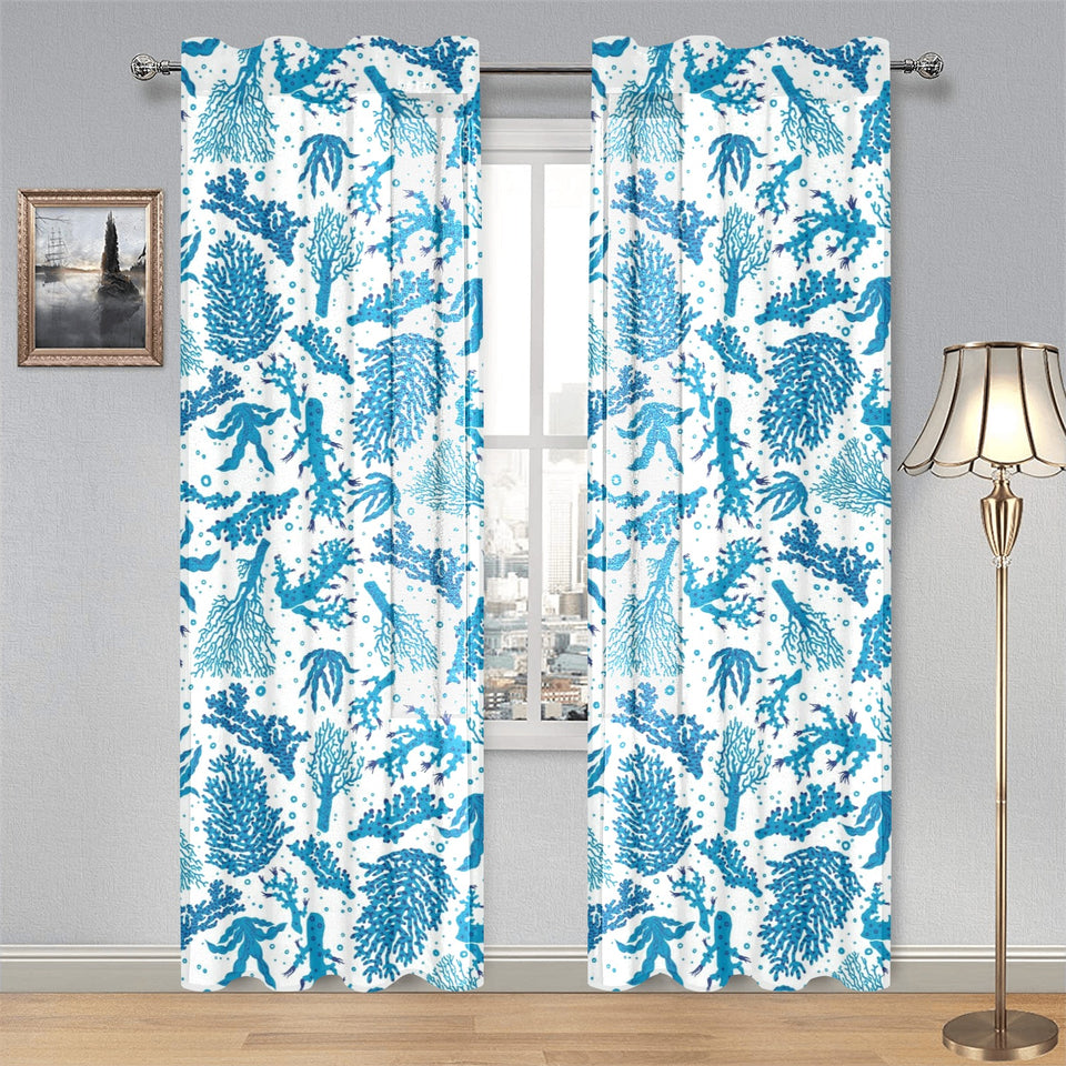 Coral Reef Pattern Print Design 01 Gauze Curtain