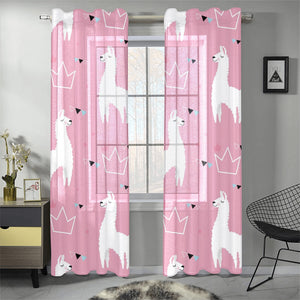 Llama Alpaca pink background Gauze Curtain