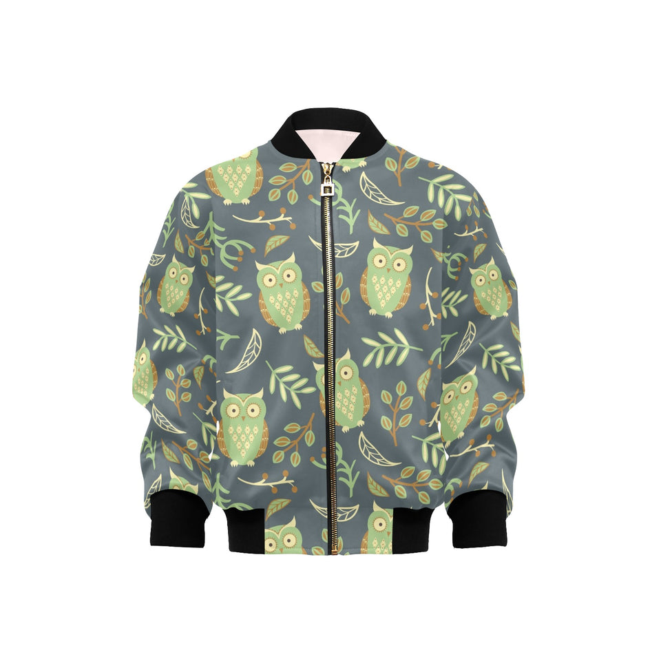 Cute owls leaves pattern Kids' Boys' Girls' Bomber Jacket