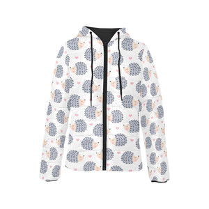 Hedgehog Pattern Print Design 04 Women's Padded Hooded Jacket