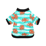 Octopuses sea wave background All Over Print Pet Dog Round Neck Fuzzy Shirt