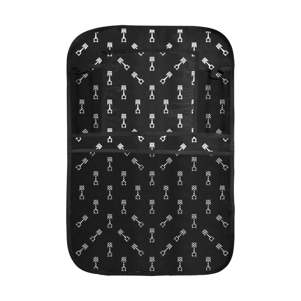 Engine Piston Black Theme Pattern Print Design 03 Car Seat Back Organizer