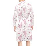 Hand drawn ice cream pattern Men's Long Sleeve Belted Night Robe